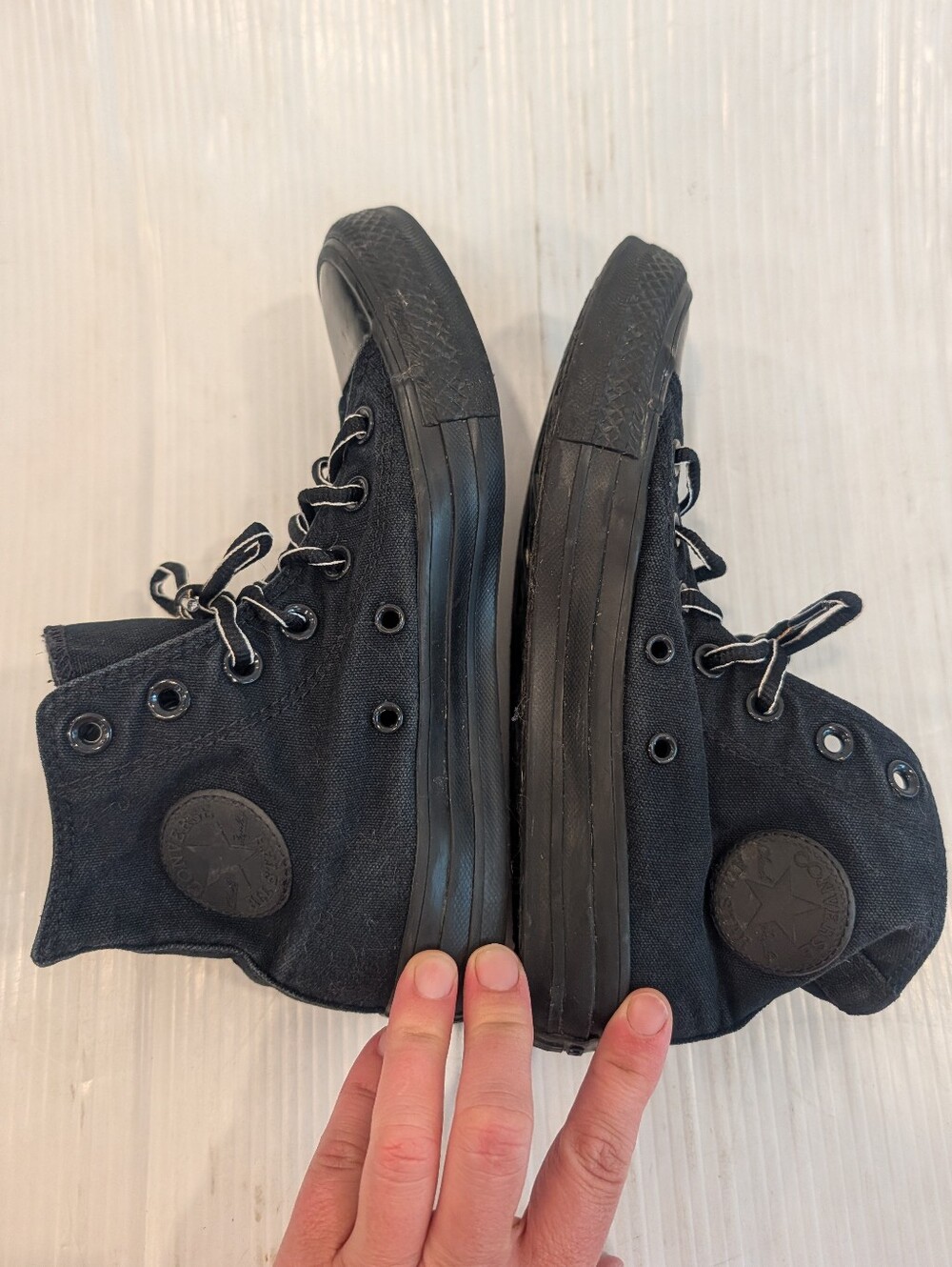 CONVERSE High-Top Monochrome Black Canvas Sneakers Size 6 Women's - Picture 7 of 8